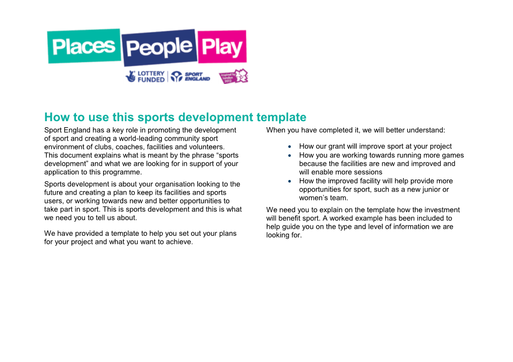 How to Use This Sports Development Template