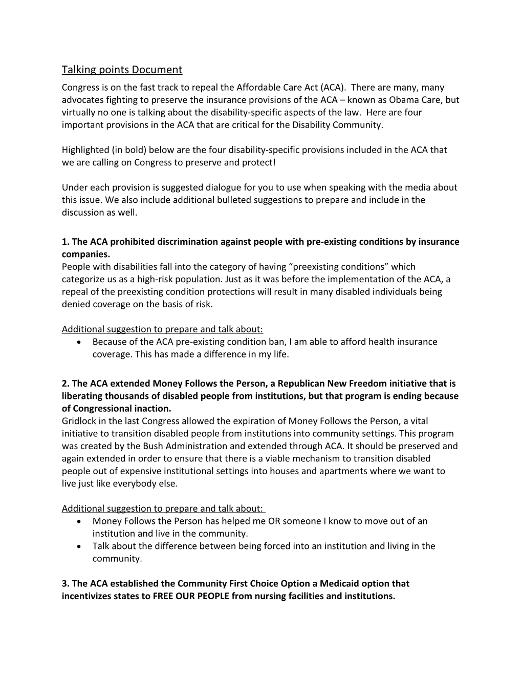 Talking Points Document