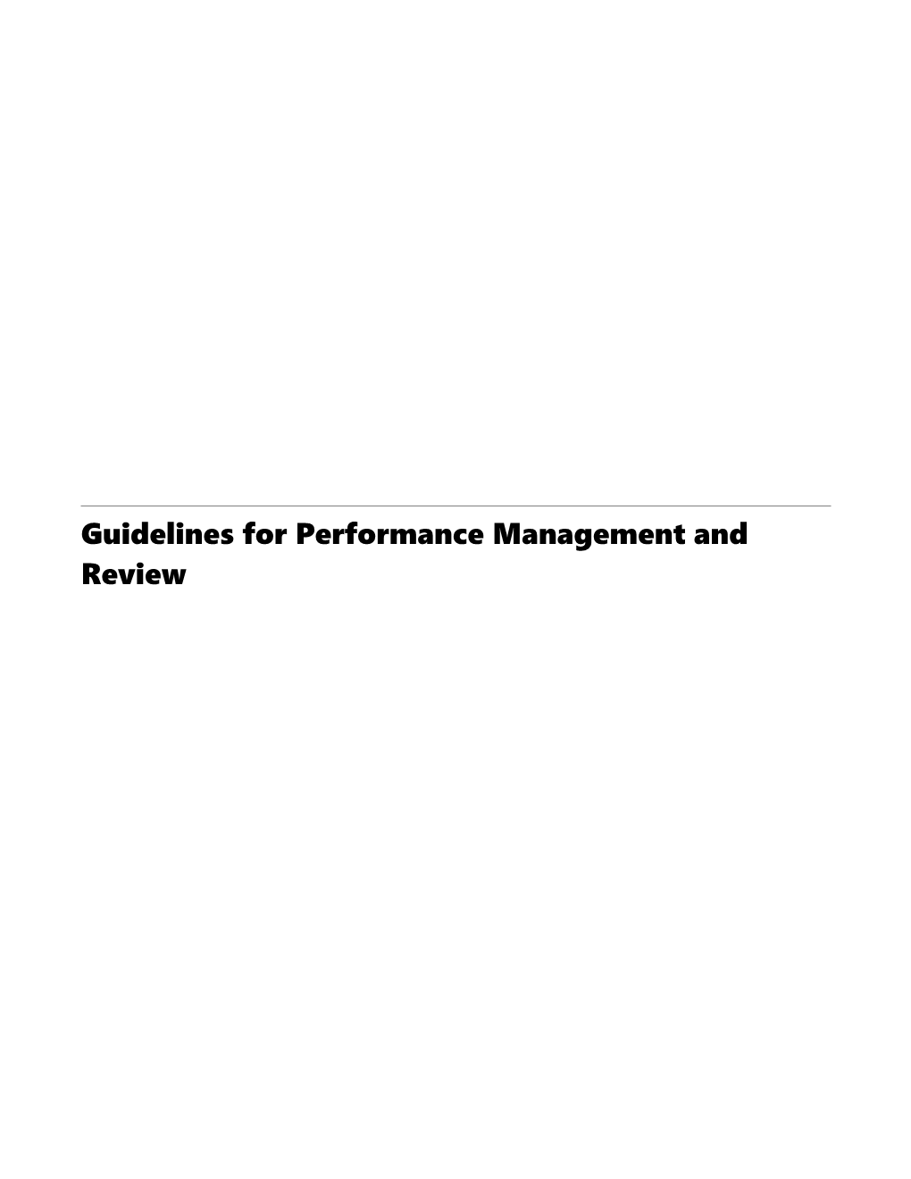 Guidelines for Performance Management and Review