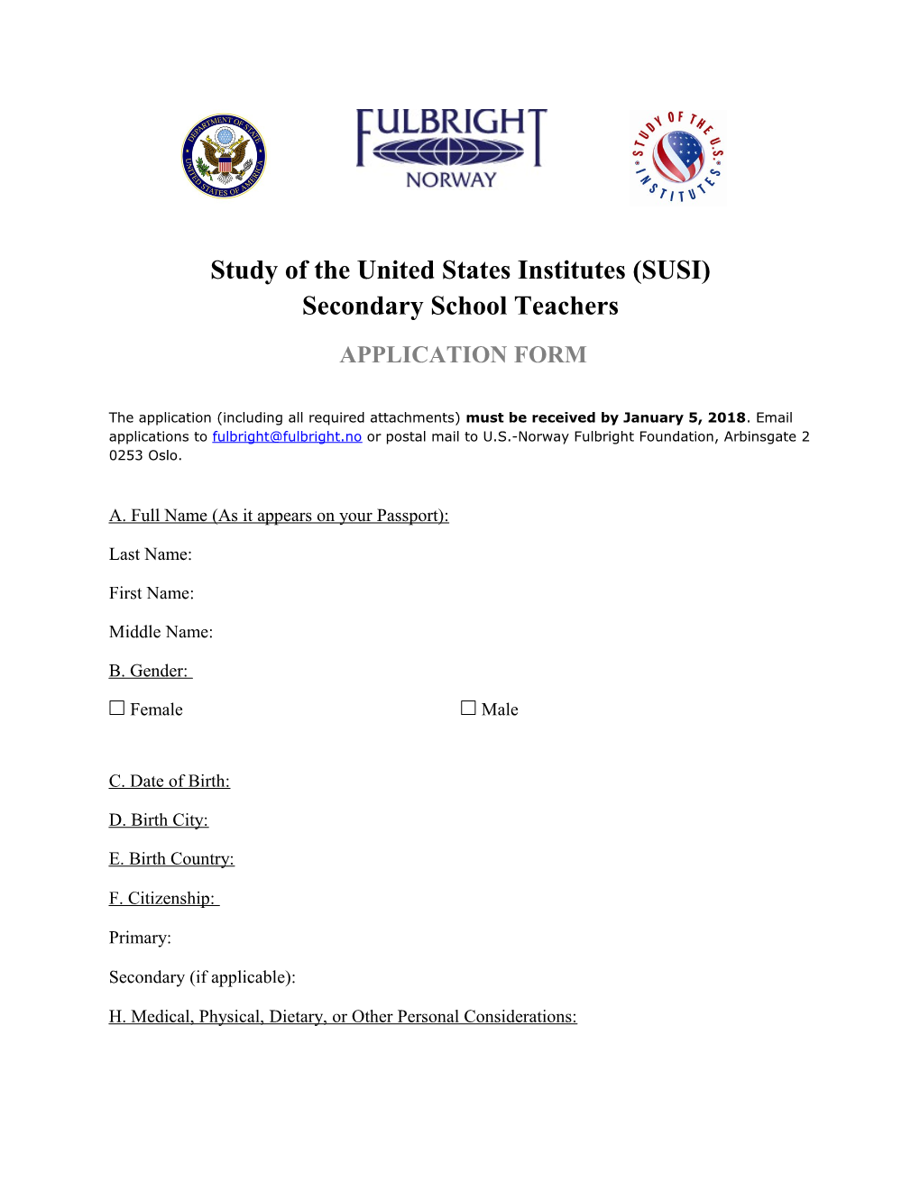 Study of the United States Institutes (SUSI) Secondary School Teachers