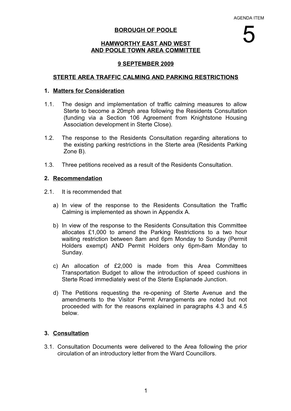 Sterte Area Traffic Calming and Parking Restrictions