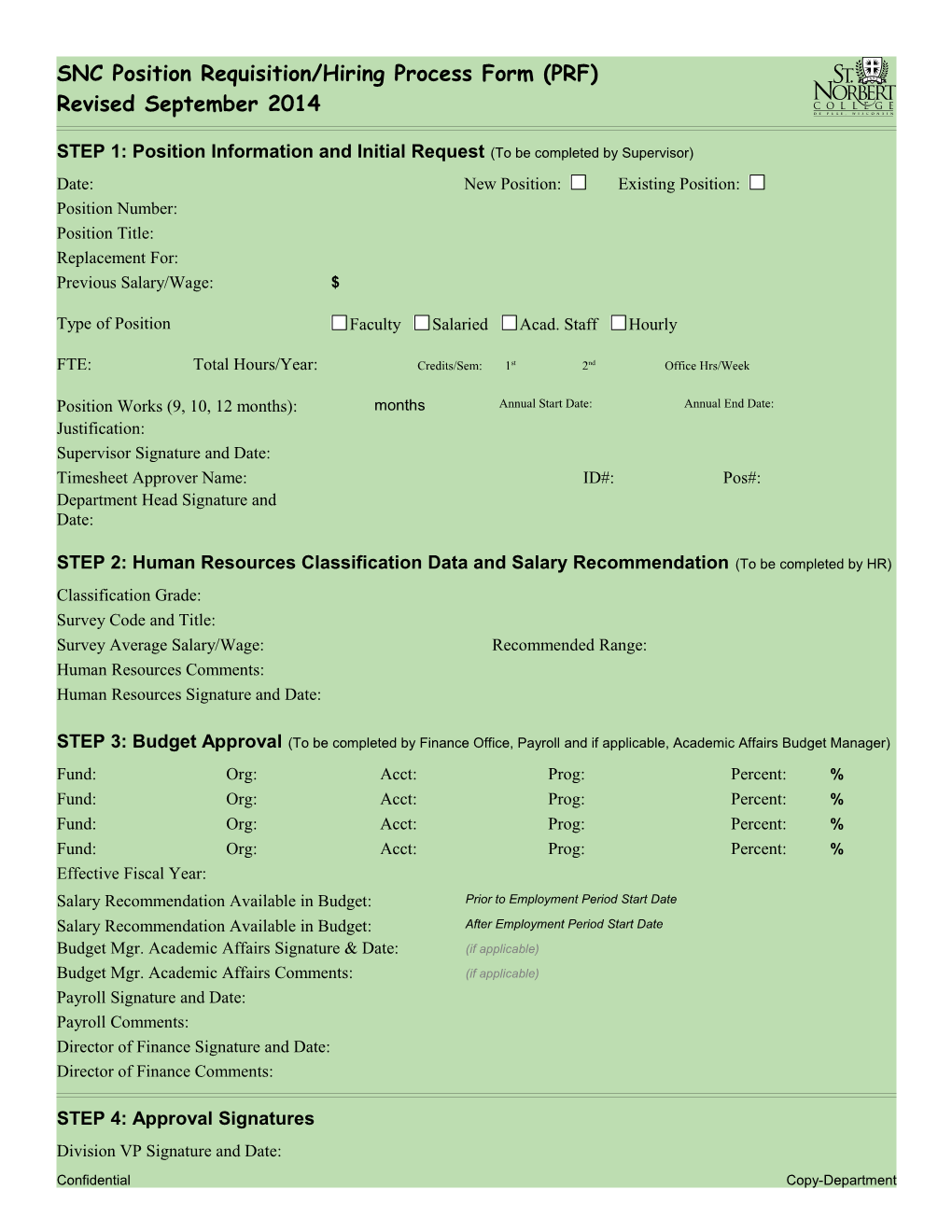 Snc Position Requistion Form