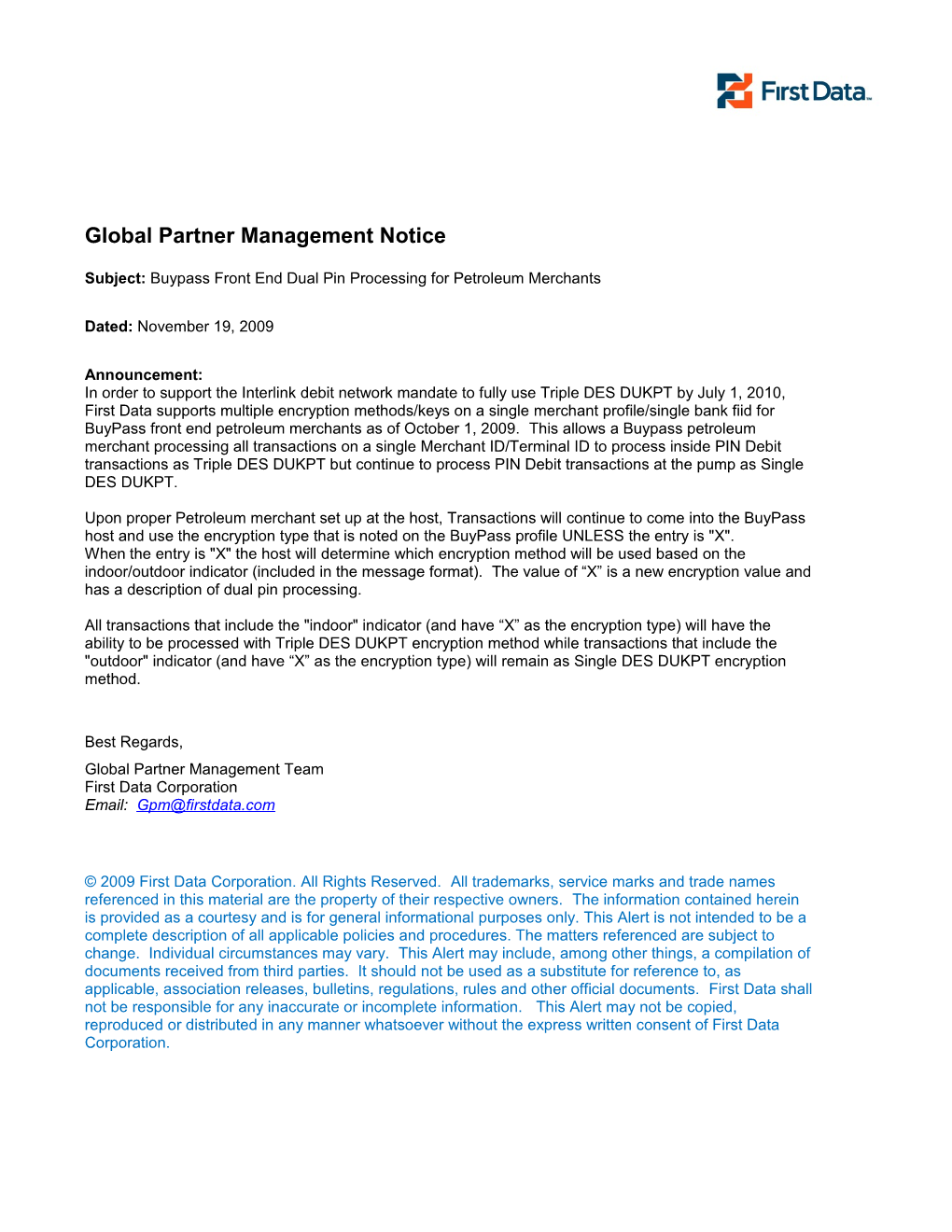 Global Partner Management Notice