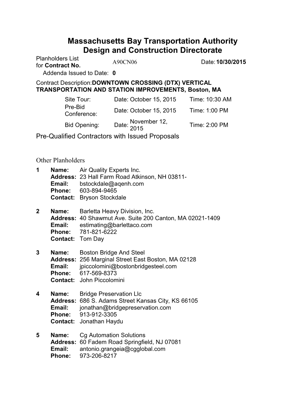 Massachusetts Bay Transportation Authority Design and Construction Directorate