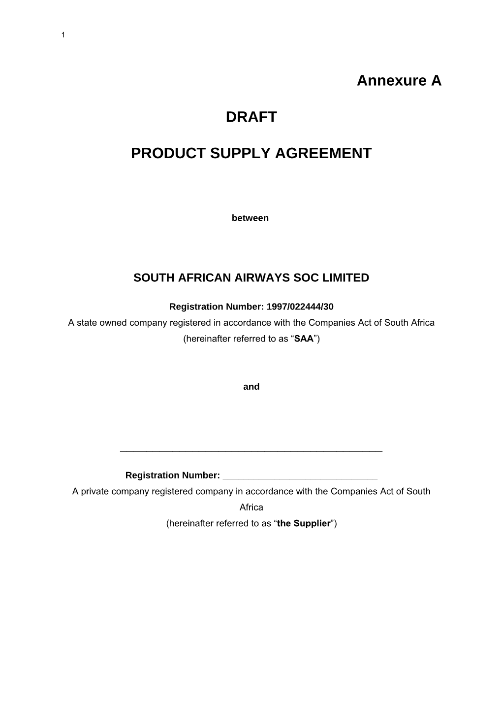 Product Supply Agreement