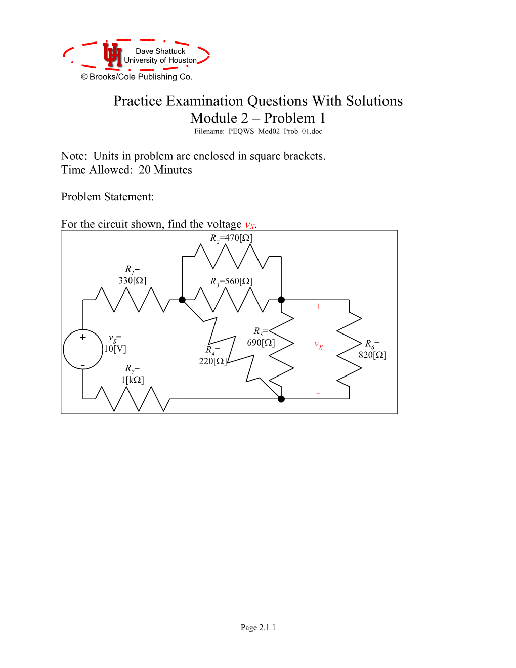 Practice Examination Module 2 Problem 1