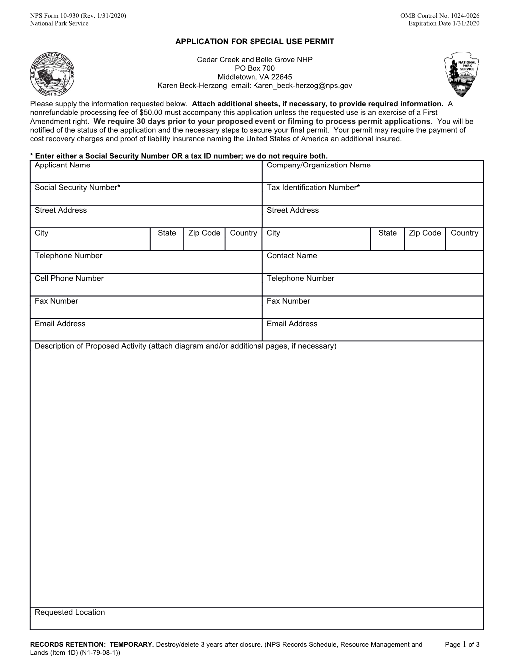 NPS Form 10-930(Rev. 1/31/2020)OMB Control No. 1024-0026