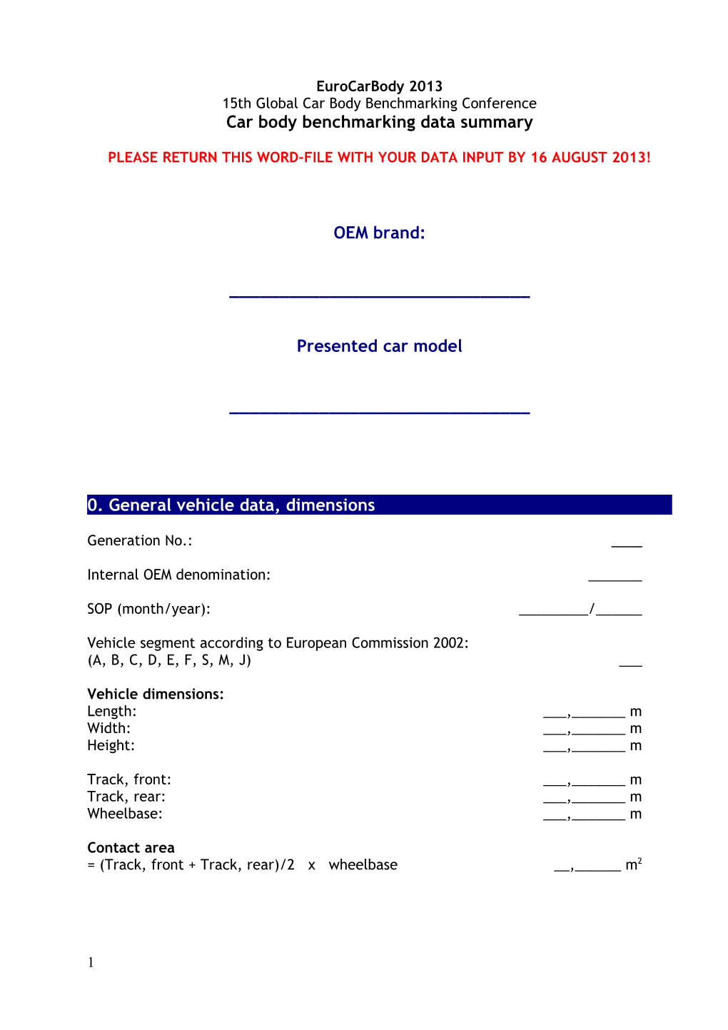 15Th Global Car Body Benchmarking Conference