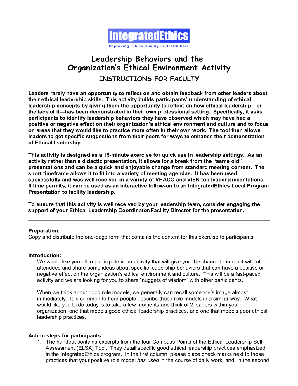 Leadership Behaviors and the Organization S Ethical Environment - US Department of Veterans