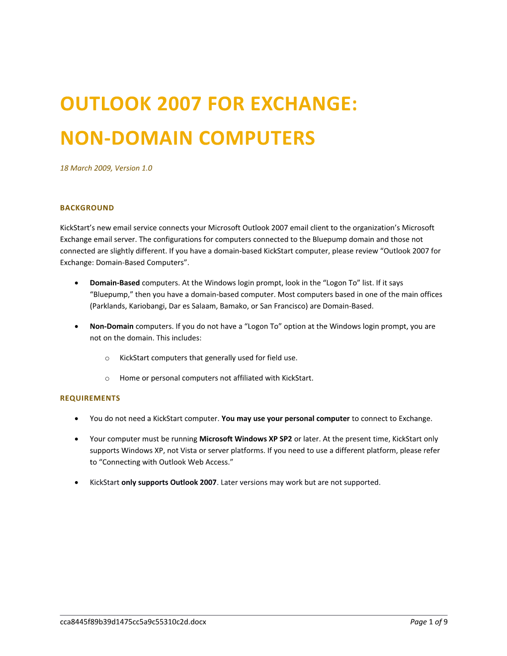 Outlook 2007 for Exchange