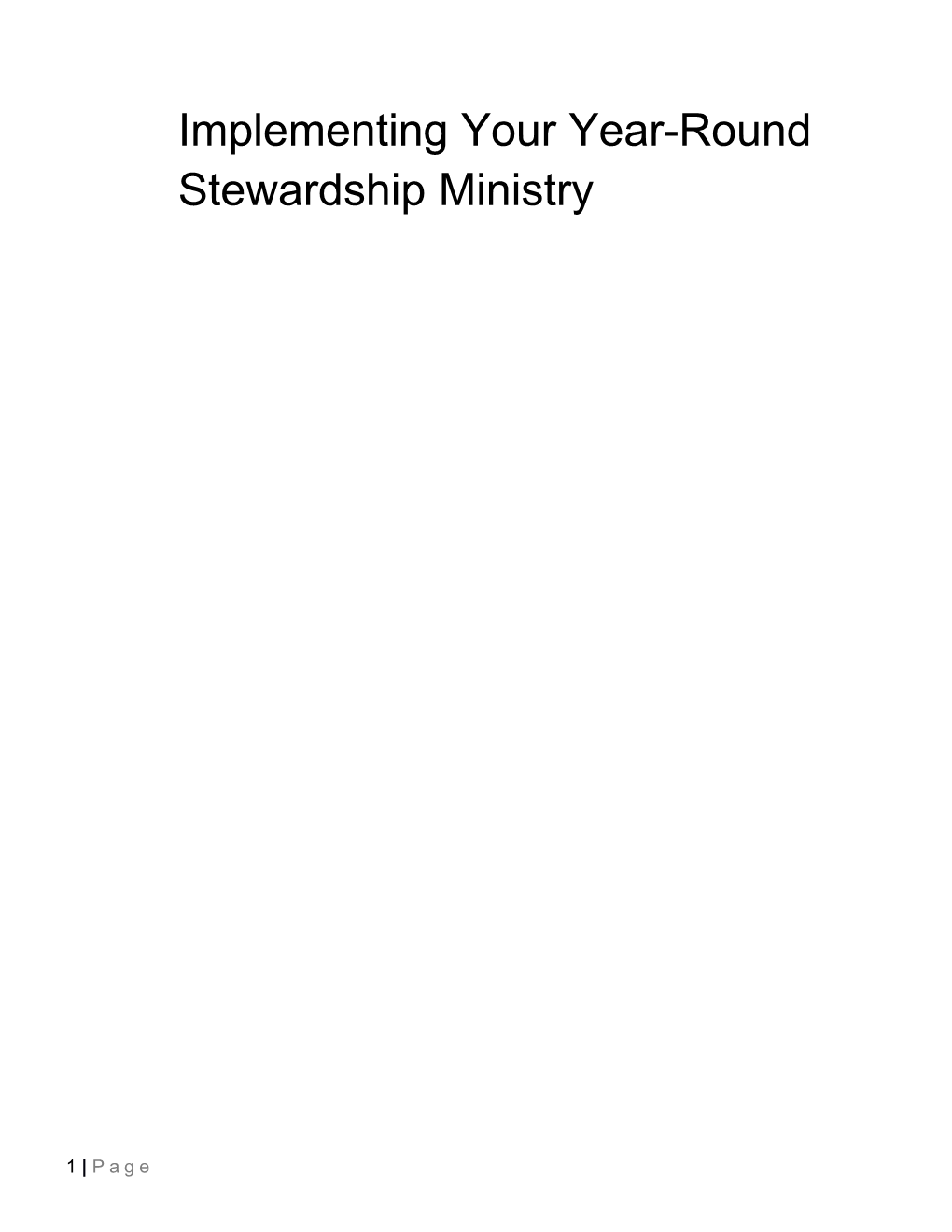 Implementing Your Year-Round Stewardship Ministry