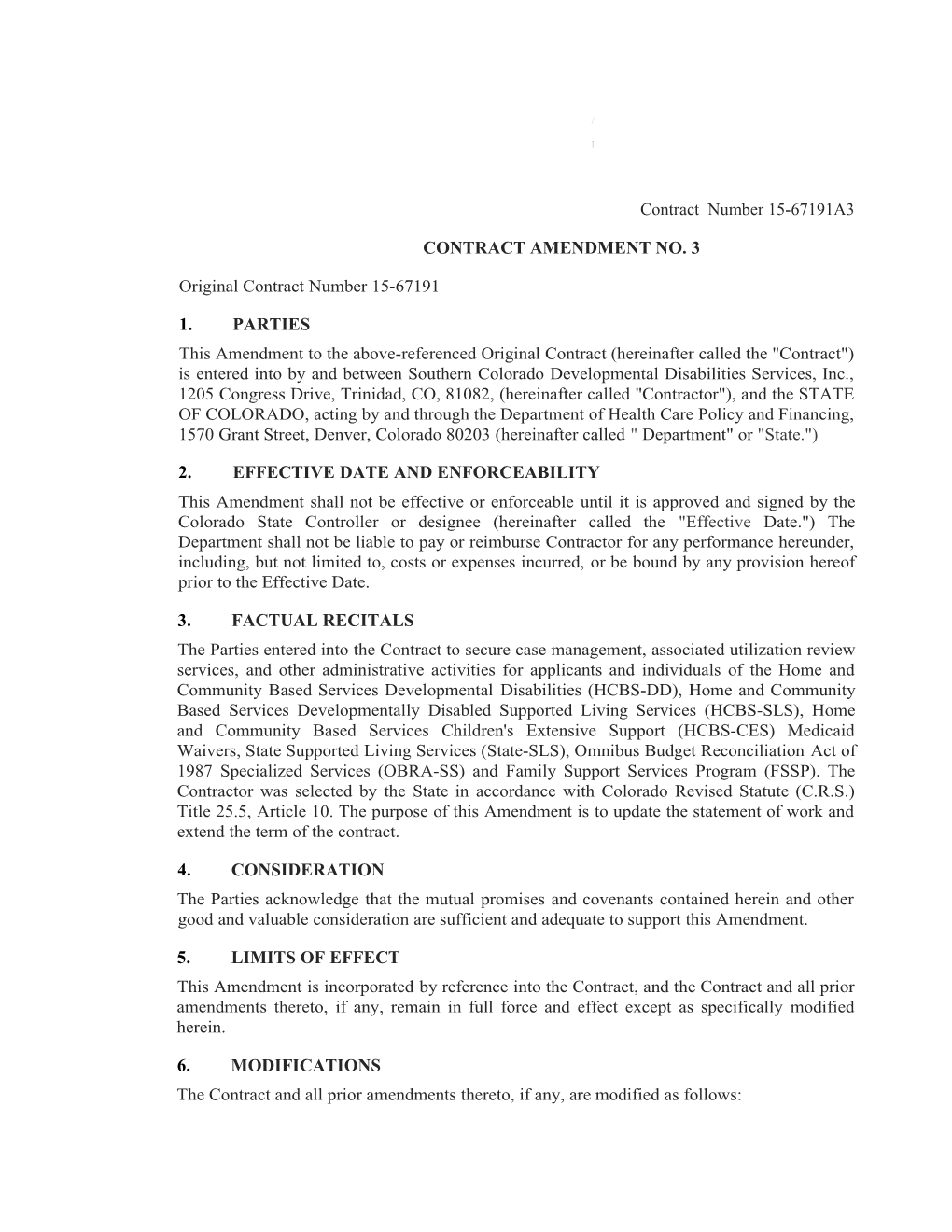 Contract Amendment No. 3