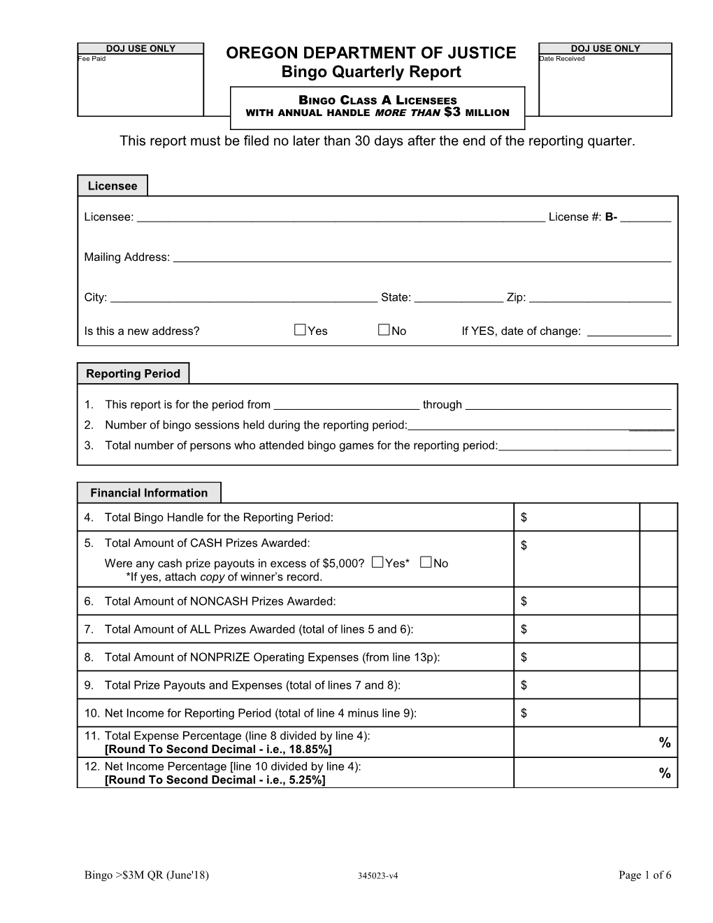 2007 Bingo Qtr Rpt ( $3M)