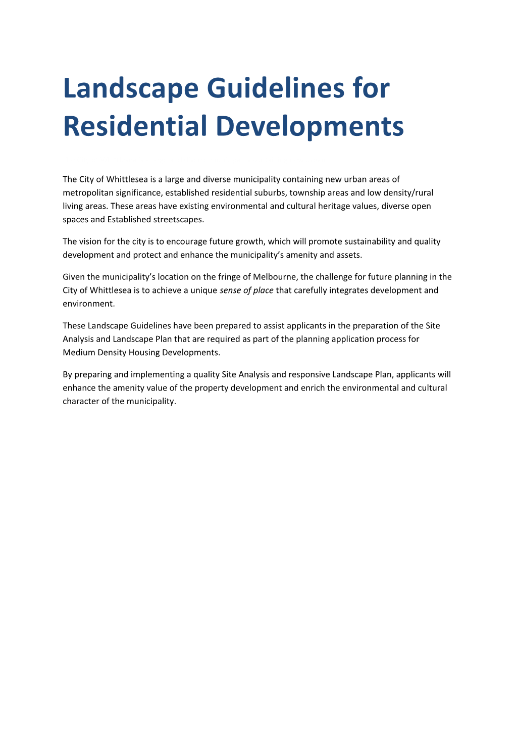 Landscape Guidelines for Residential Developments
