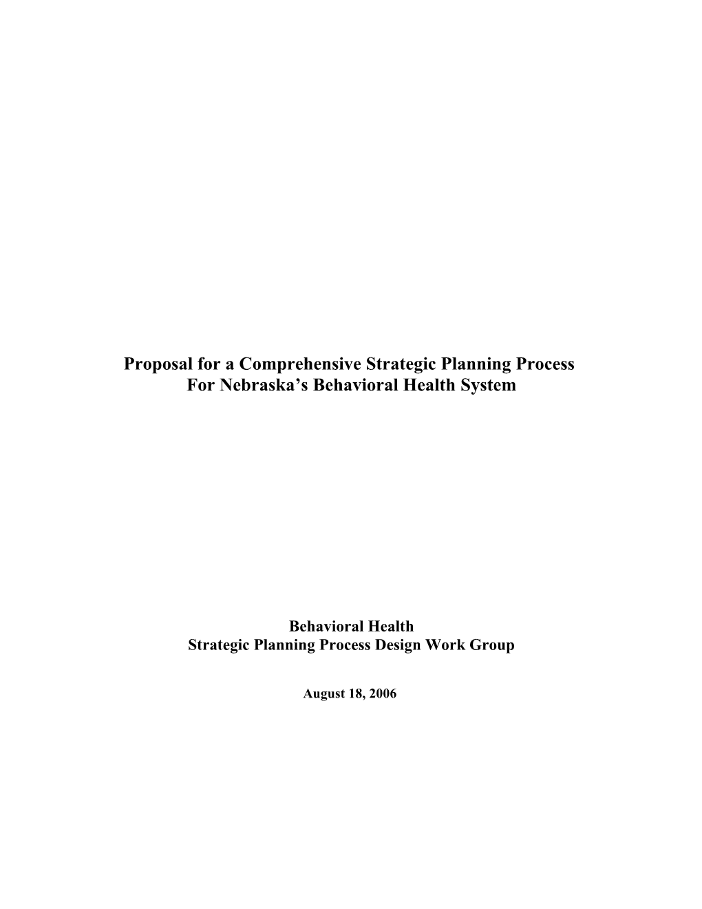 Proposal for a Comprehensive Strategic Planning Process