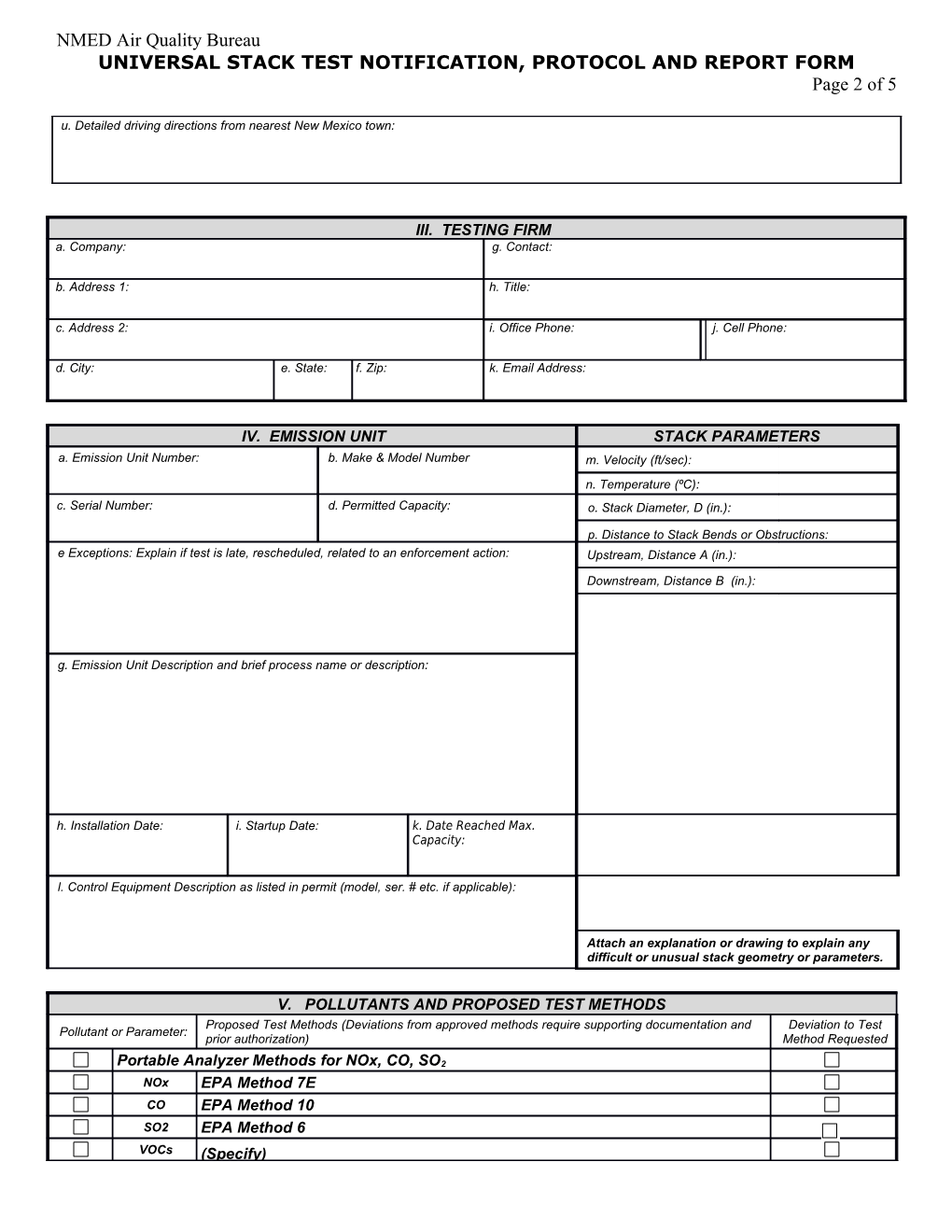 Reporting Submittal Form