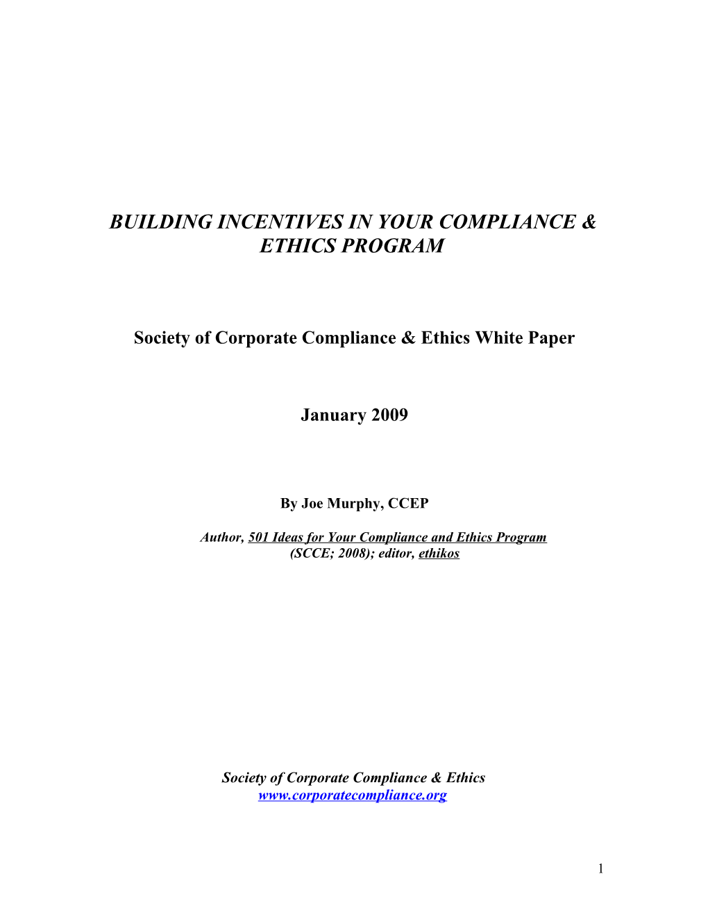 Building Incentives in Your Compliance & Ethics Program