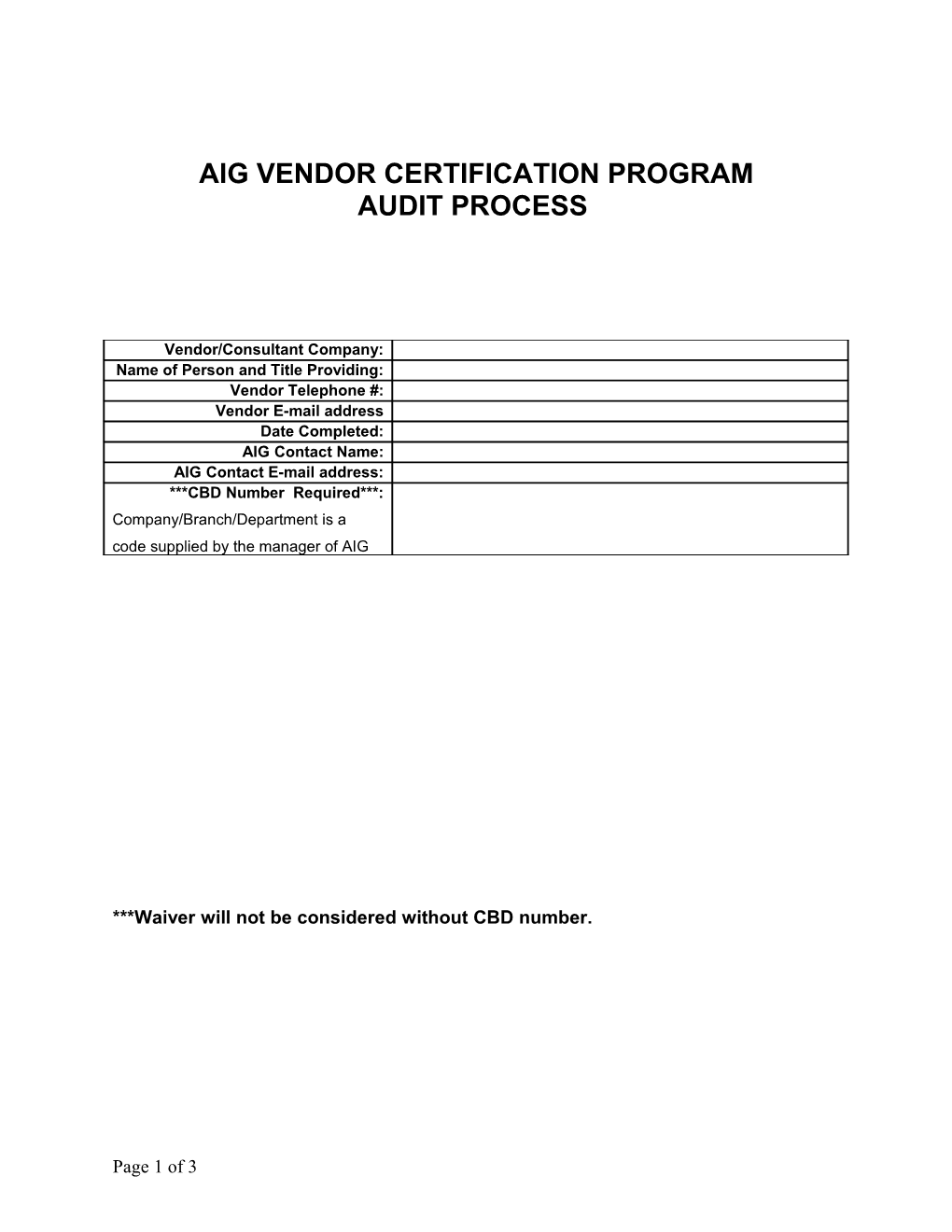 Aig Audit Process for Background Screening