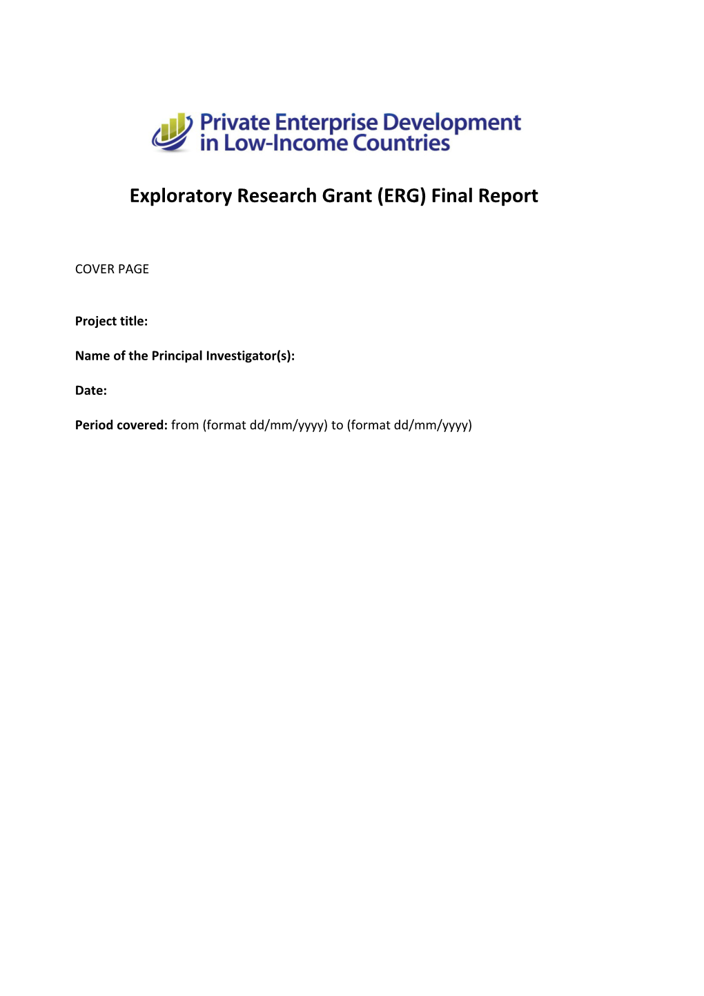 Exploratory Research Grant(ERG) Final Report