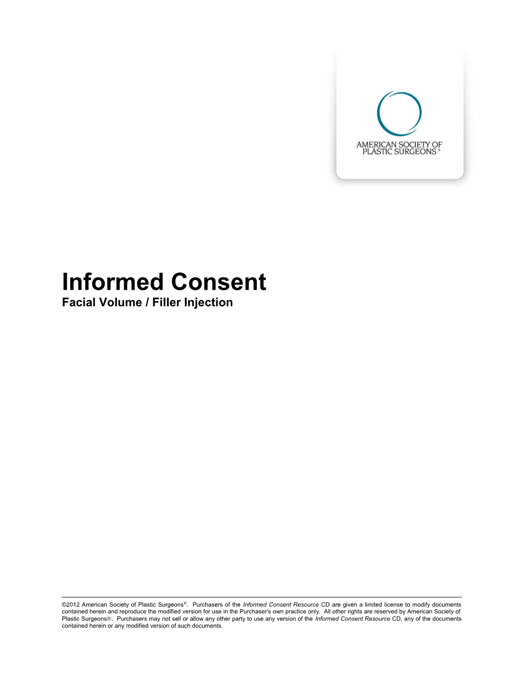 Informed Consent Facial Volume / Filler Injection