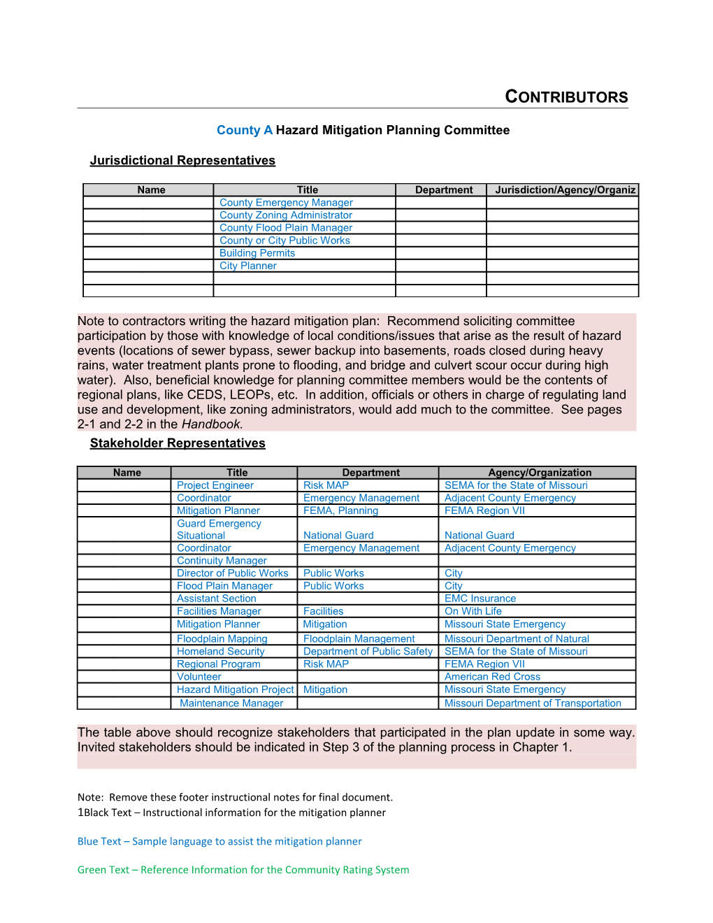 County a Hazard Mitigation Planning Committee