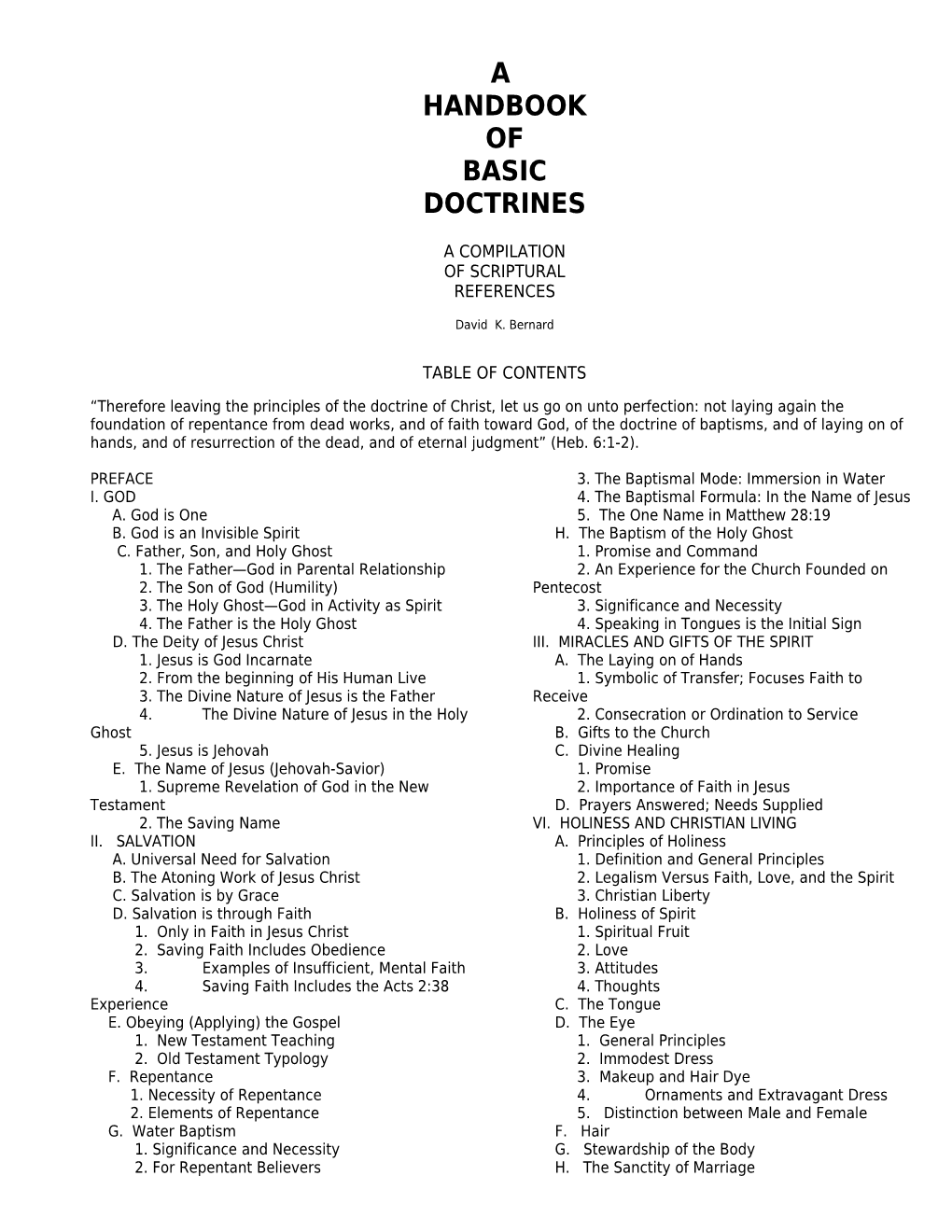 Handbook of Basic Doctrine
