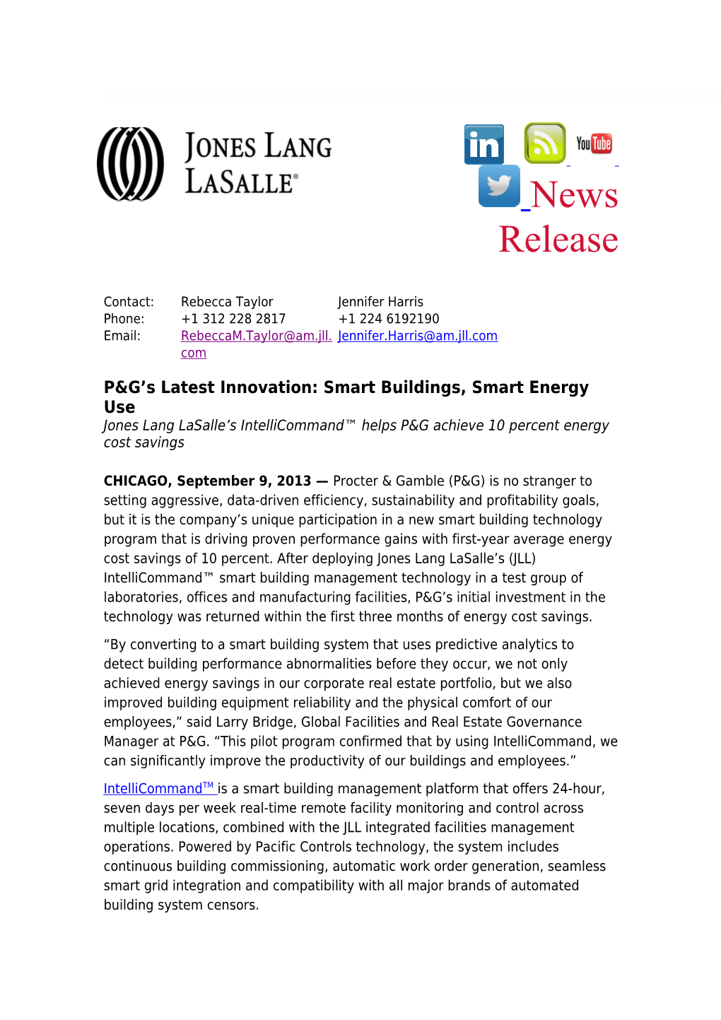P&G S Latest Innovation: Smart Buildings, Smart Energy Use