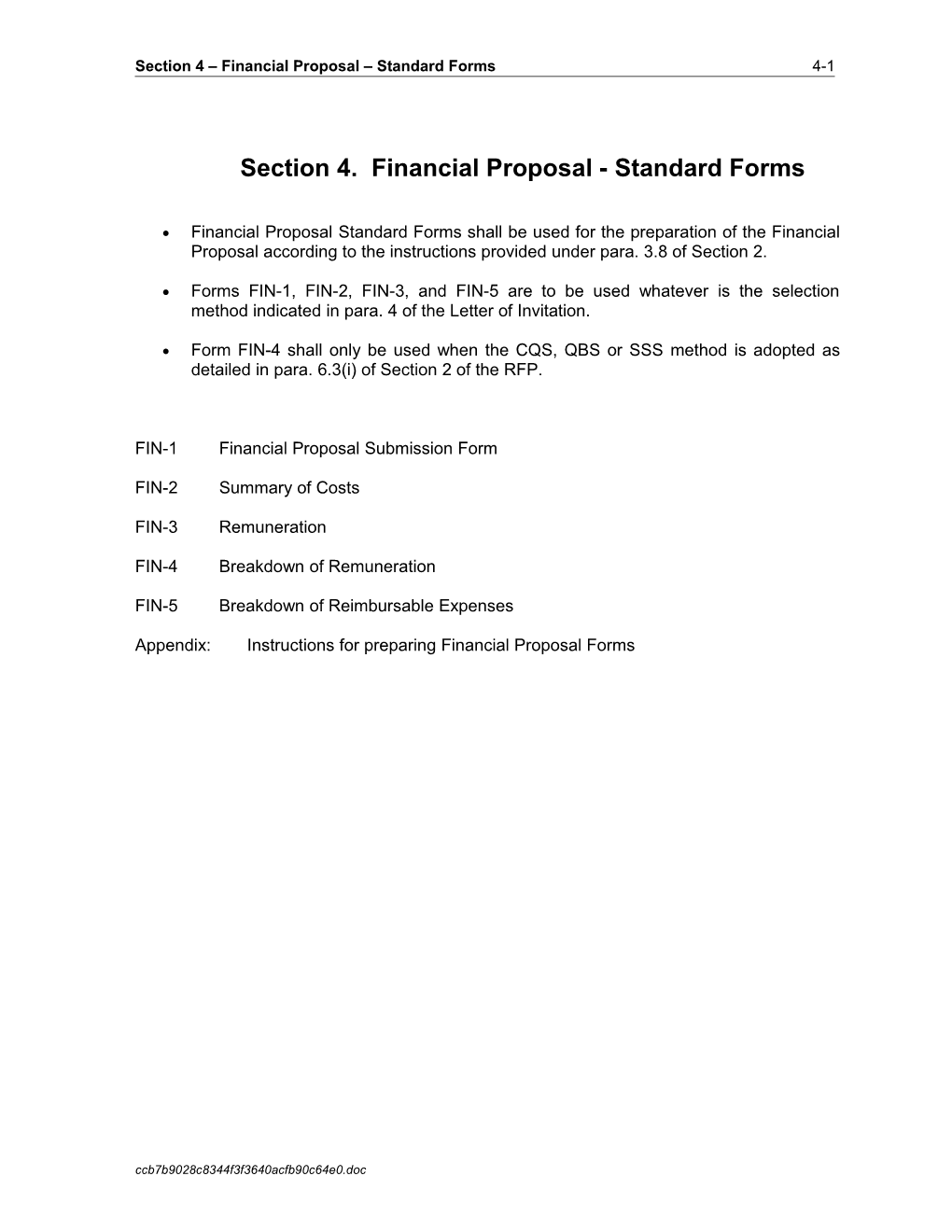 Section 4. Financial Proposal - Standard Forms