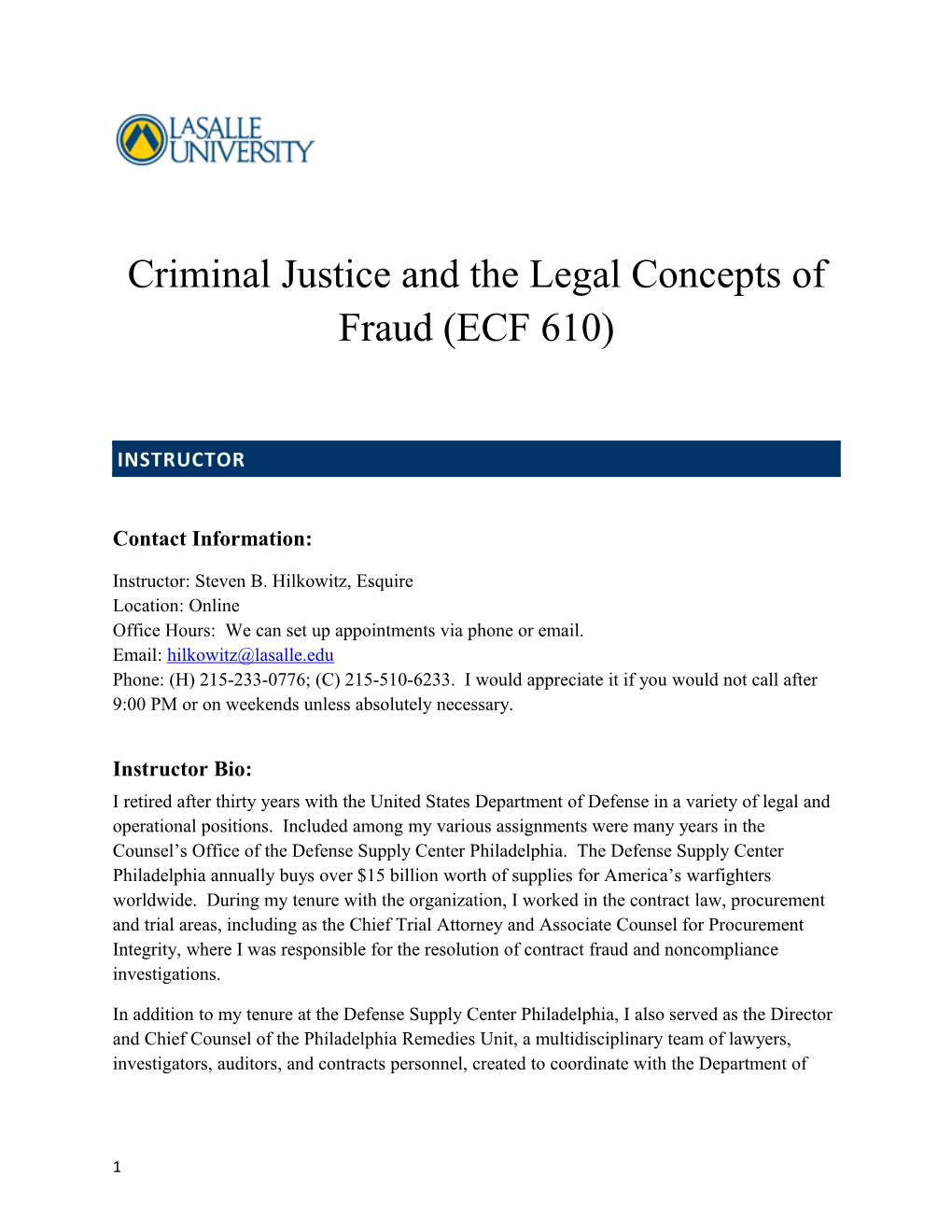 Criminal Justice and the Legal Concepts of Fraud (ECF 610)