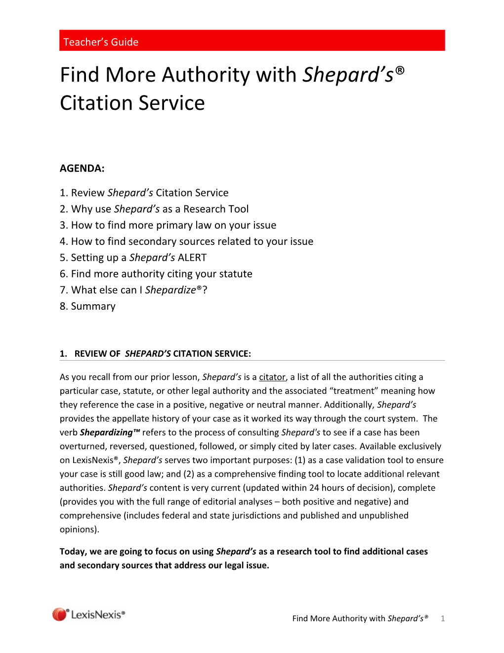 Find More Authority with Shepard S Citation Service