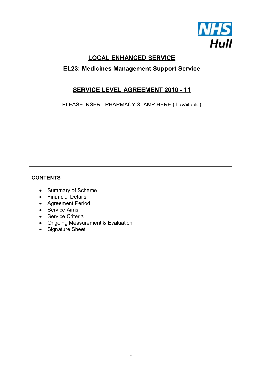 EL23: Medicines Management Support Service