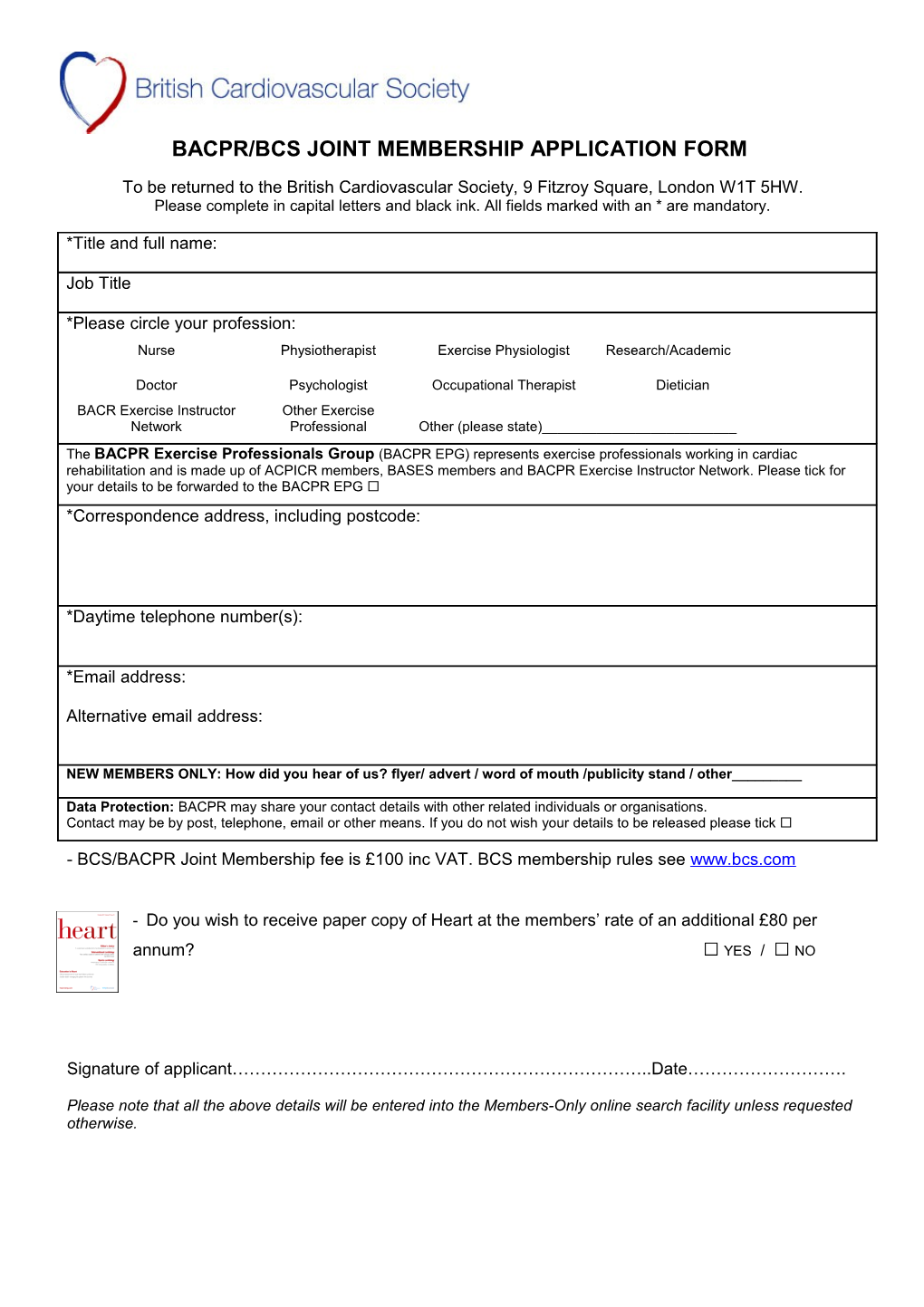 Application Form for Ordinary Membership