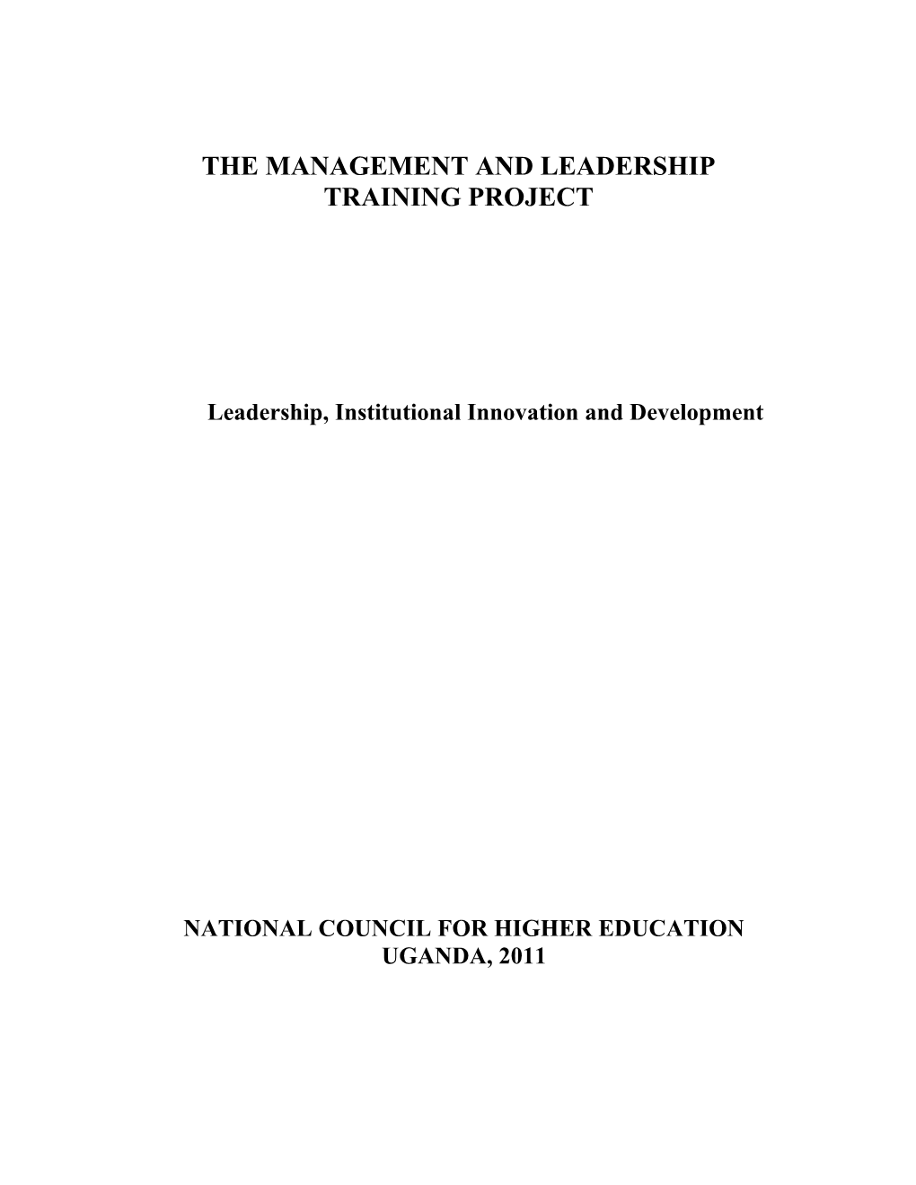 The Management and Leadership Training Project
