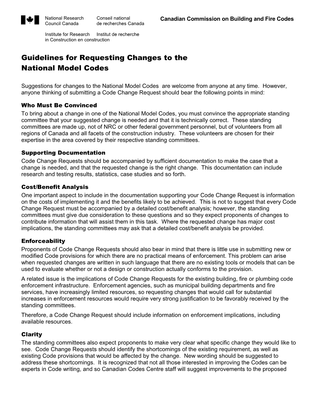 Guidelines for Proposing Changes to The