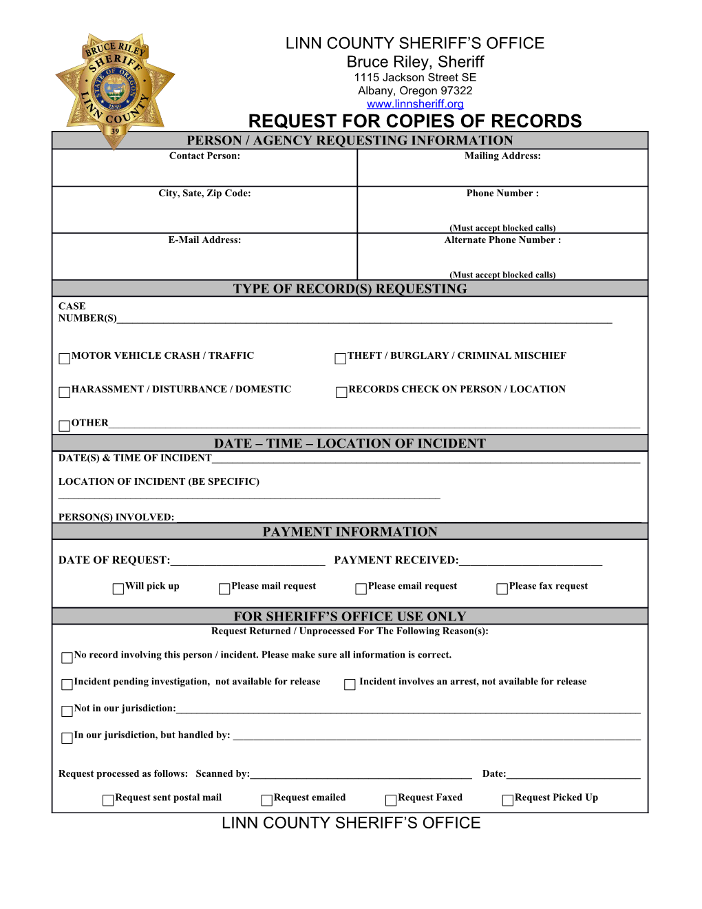 Request for Copies of Records