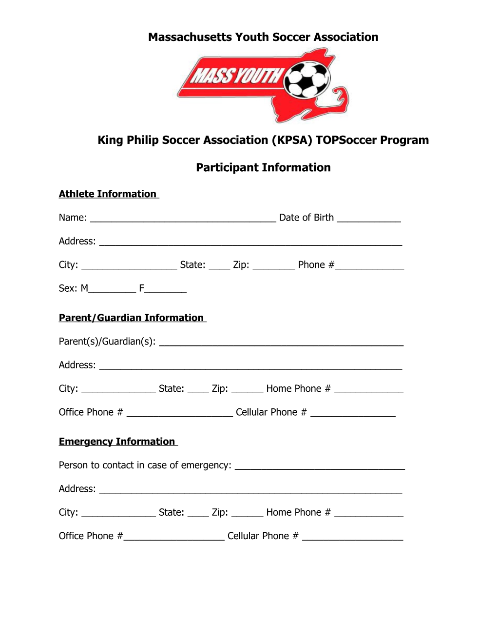 King Philip Soccer Association (KPSA) Topsoccer Program