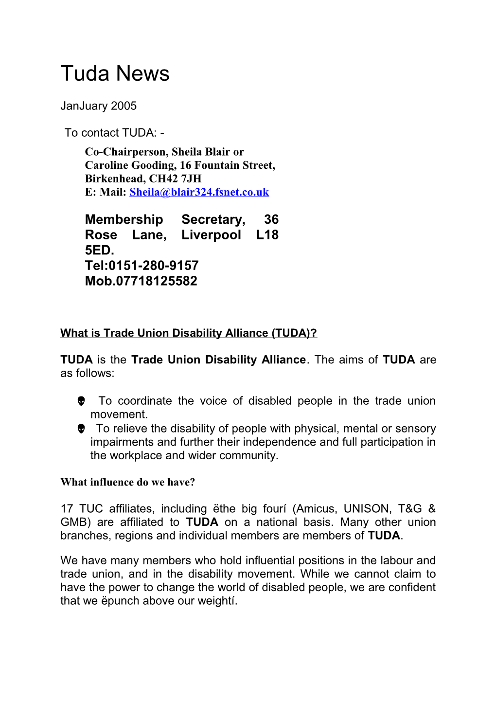 What Is Trade Union Disability Alliance (TUDA)?