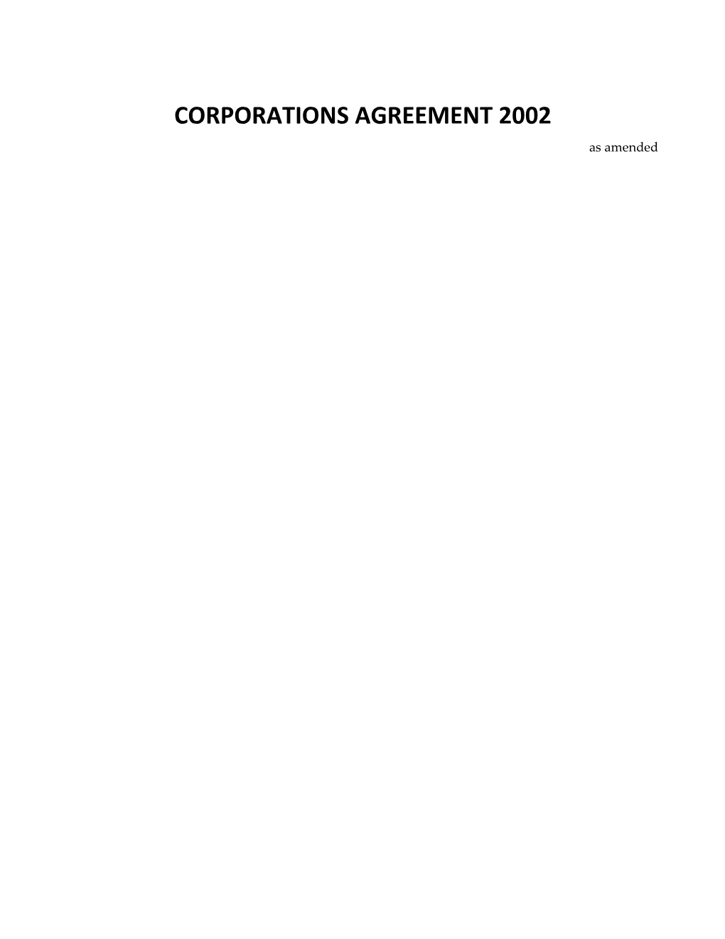 Corporations Agreement 2002