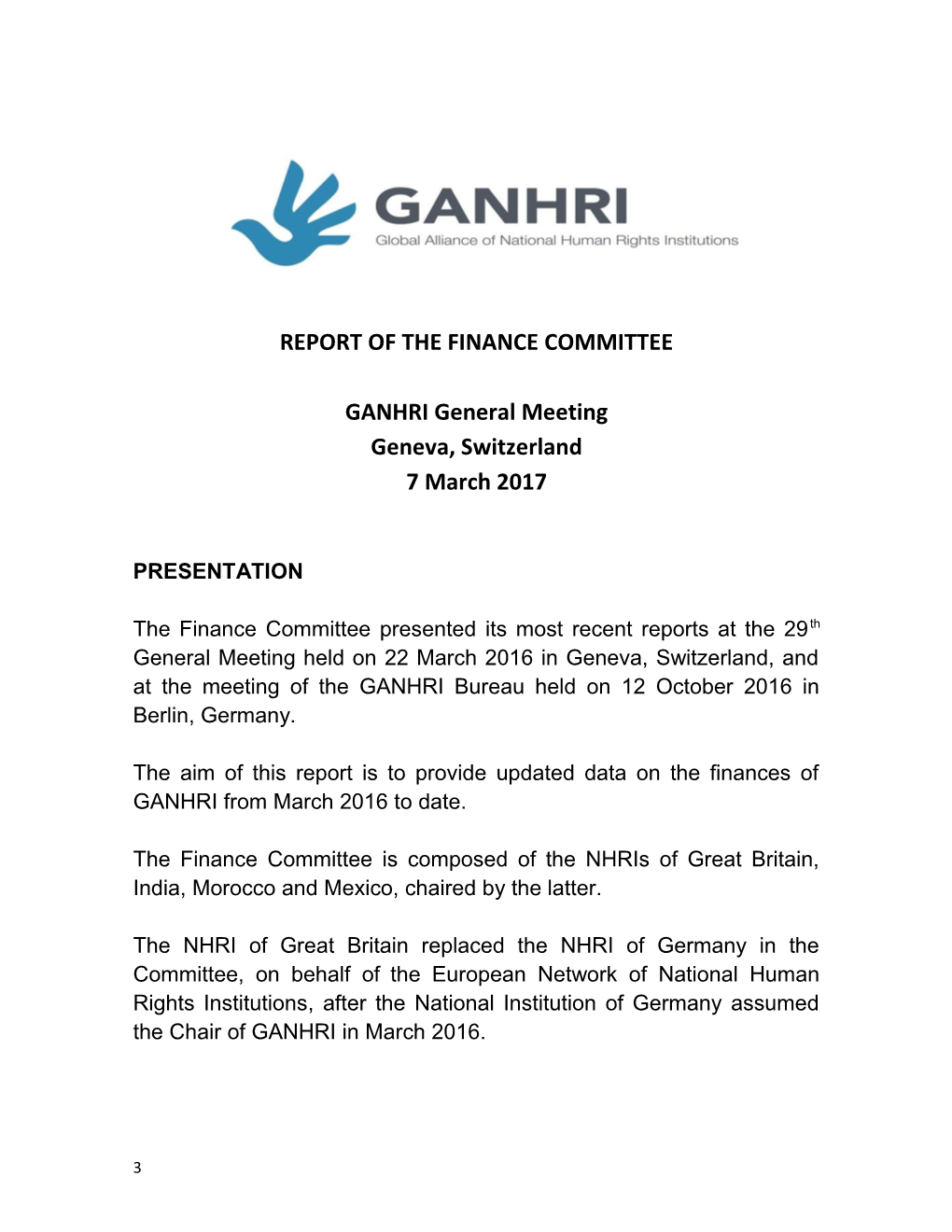 Report of the Finance Committee