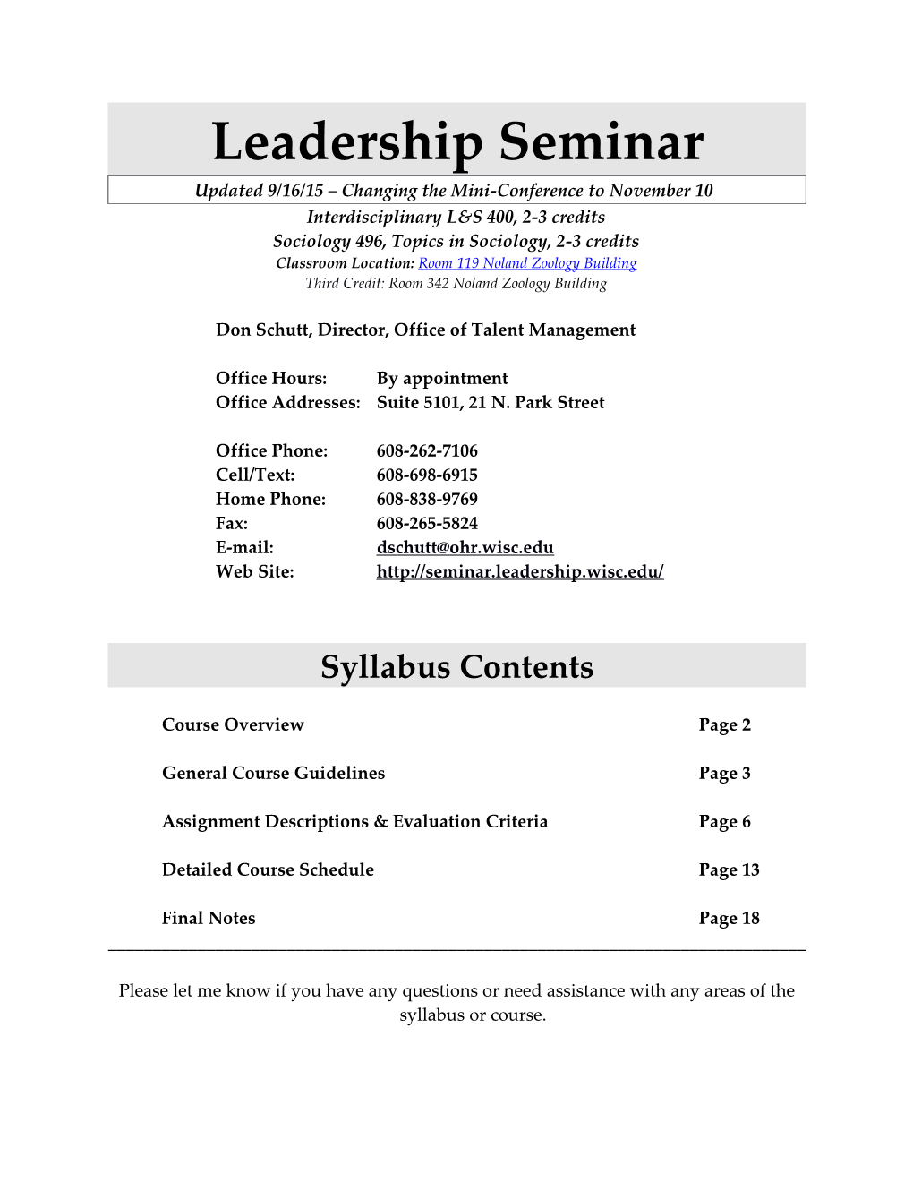 Seminar: an Introduction to Leadership