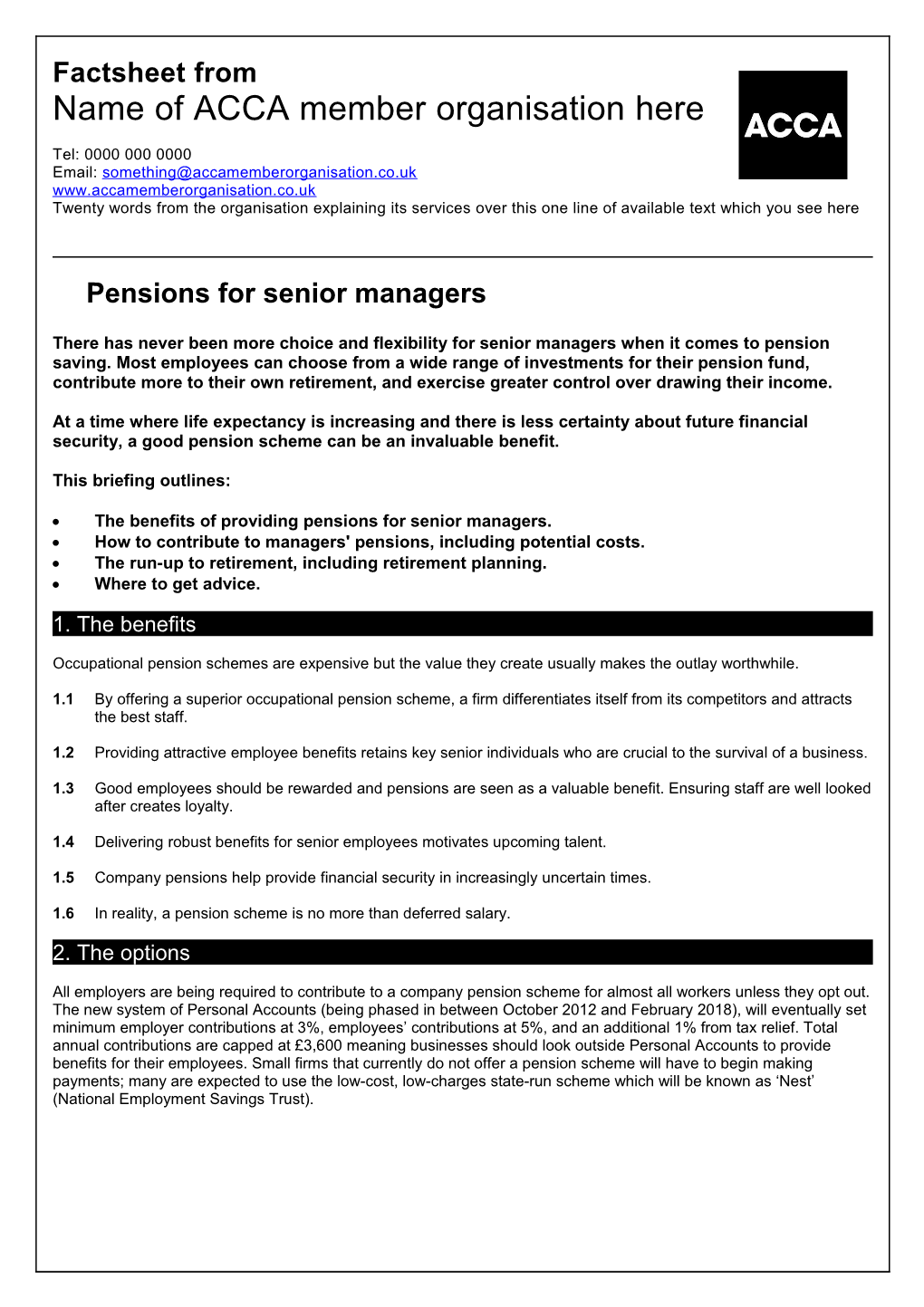 Pensions for Senior Managers