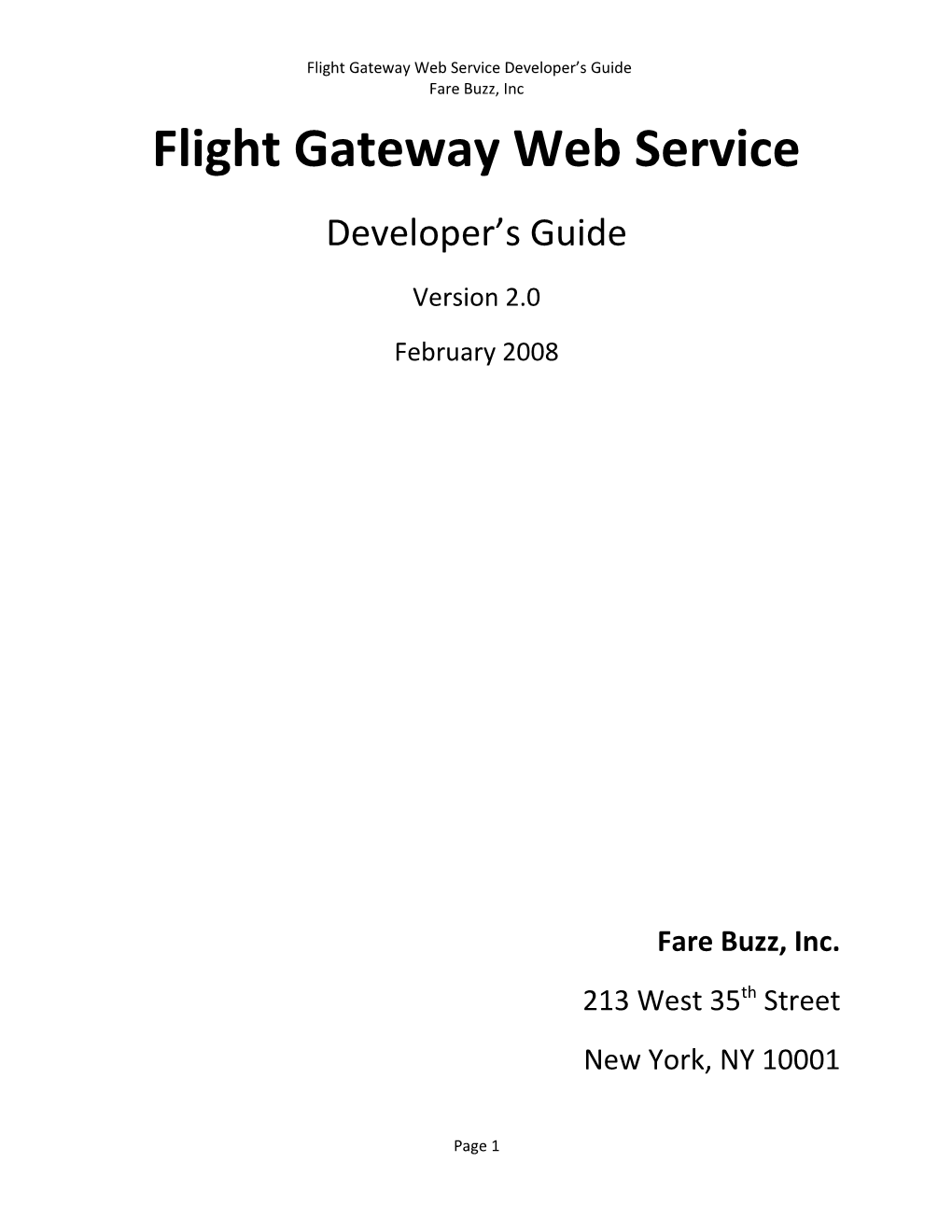 Flight Gateway Web Service Developer S Guide