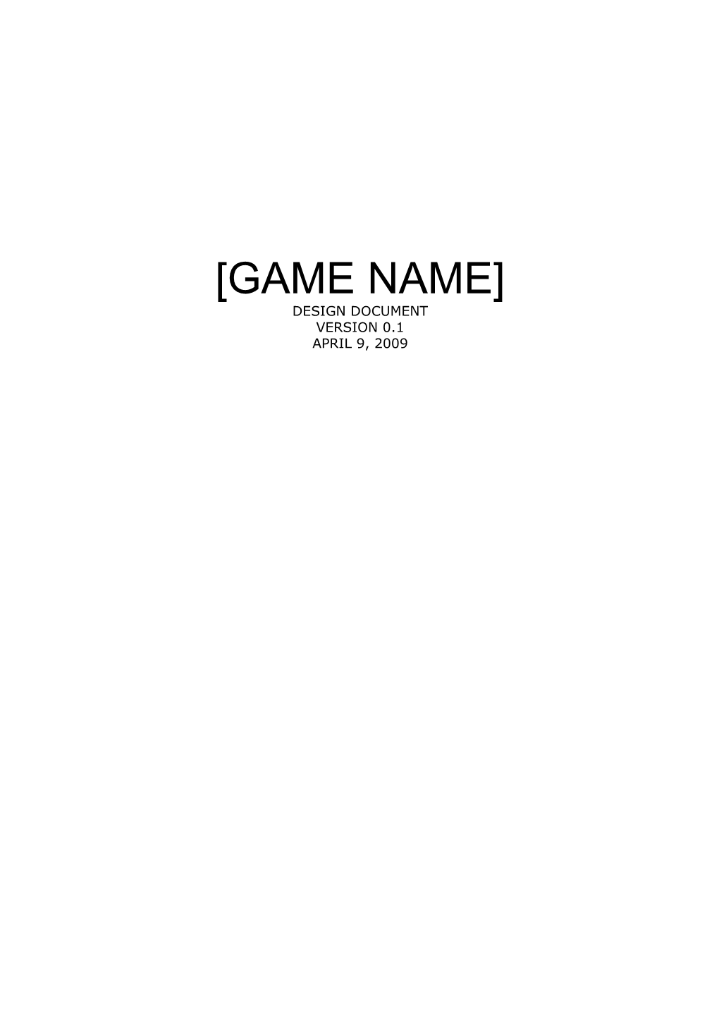 Game Name Design Document1 of 19