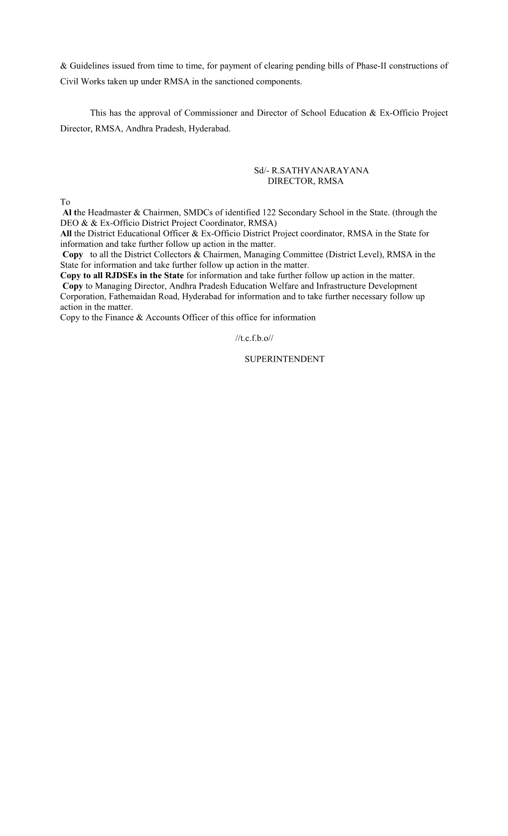 PROCEEDINGS of the DIRECTOR, RMSA, O/O. COMMISSIONER & DIRECTOR of SCHOOL EDUCATION AND