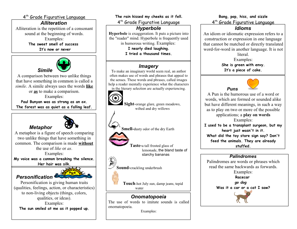 4Th Grade Figurative Language