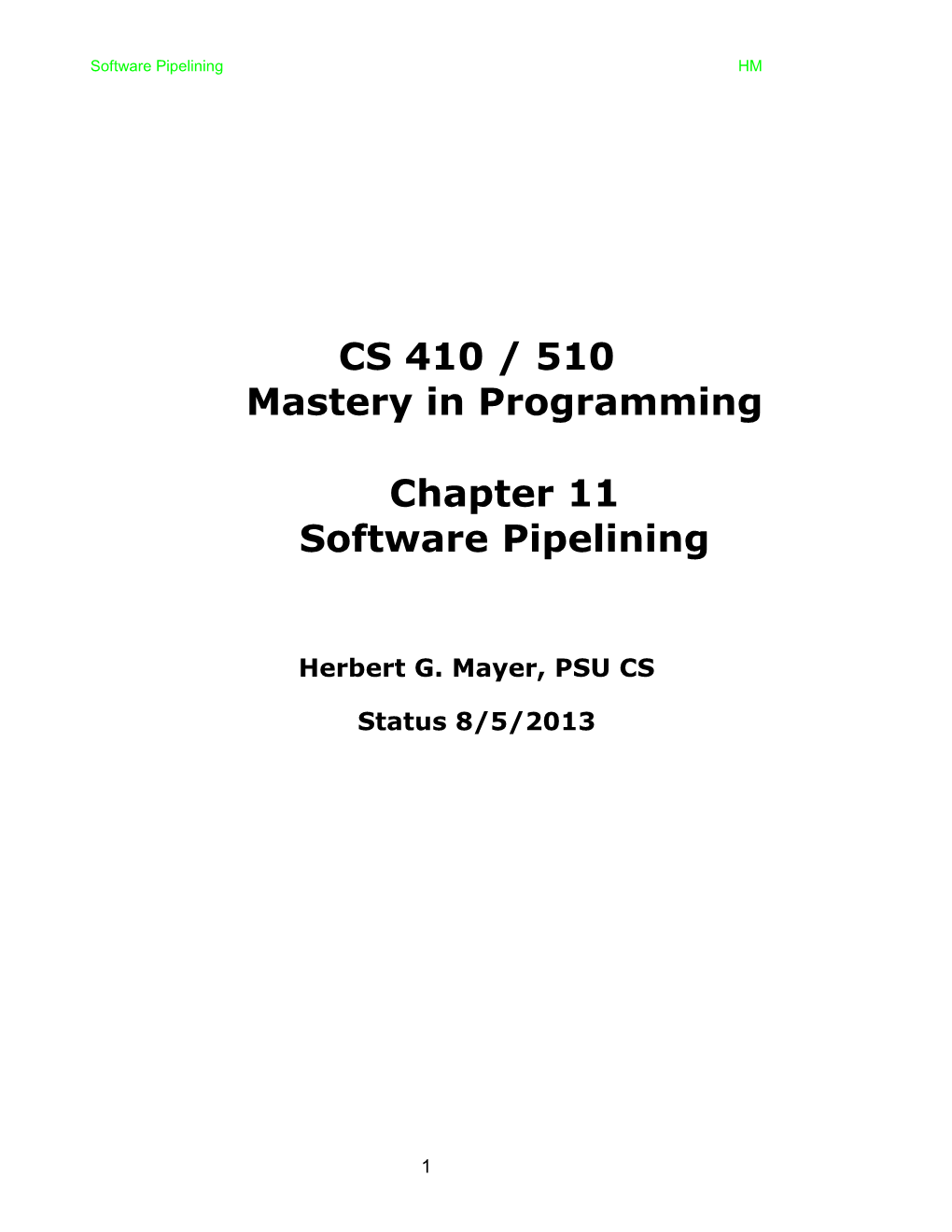 Chapter 11Software Pipelining