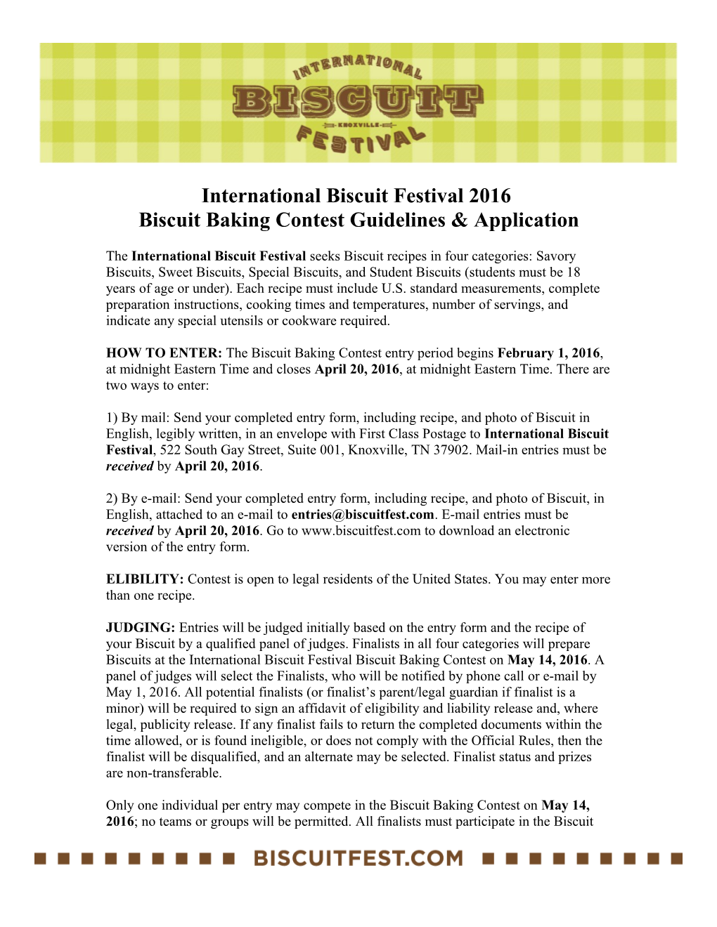 Biscuit Baking Contest Guidelines & Application