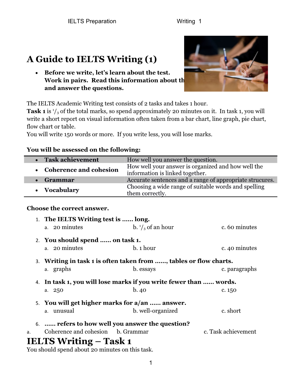 IELTS Preparation Writing 1