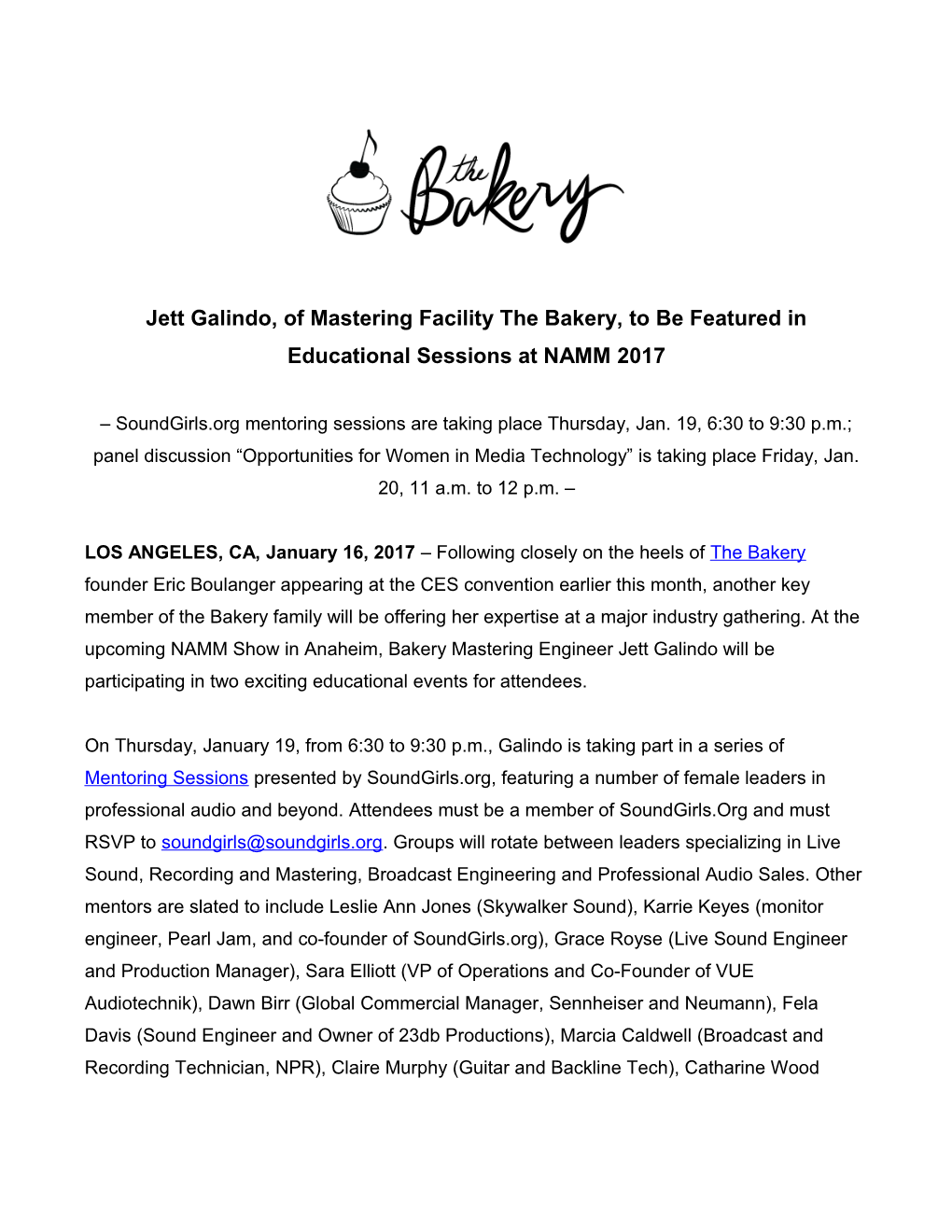 Jett Galindo, of Mastering Facility the Bakery, to Be Featured in Educational Sessions