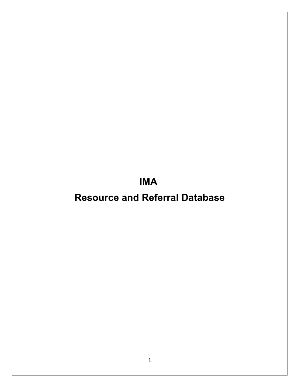 Resource and Referral Database